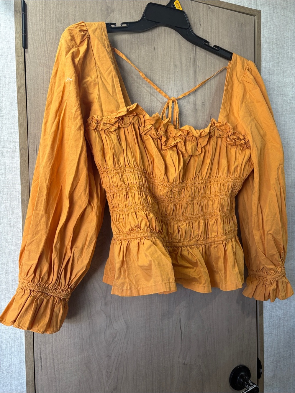 Smocked Ruffle Peasant Blouse & Skirt Set- Orange